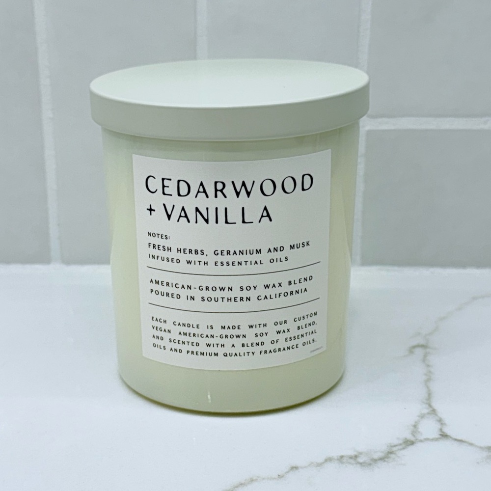 Cedarwood + Vanilla Scented Candle